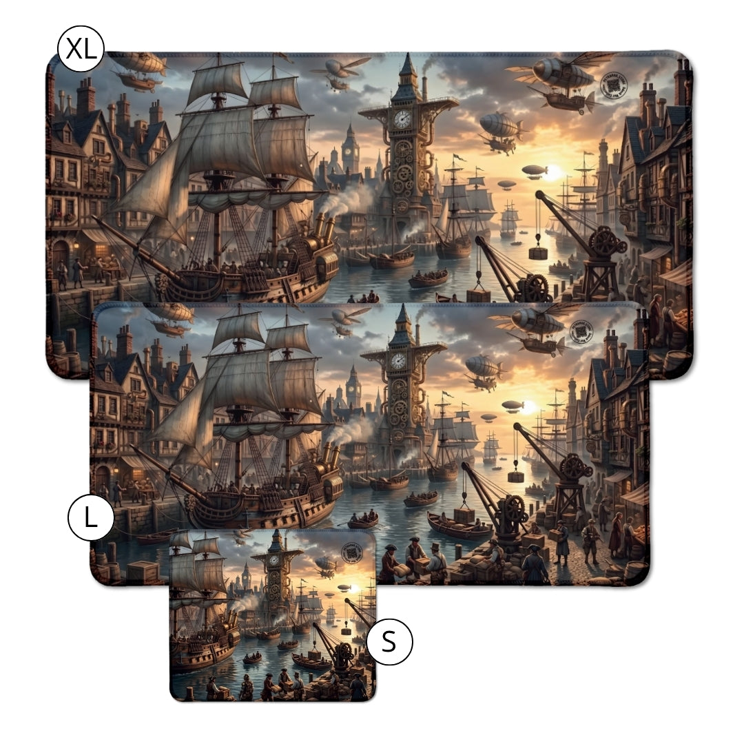 tappetino per il mouse porto di mare steampunk