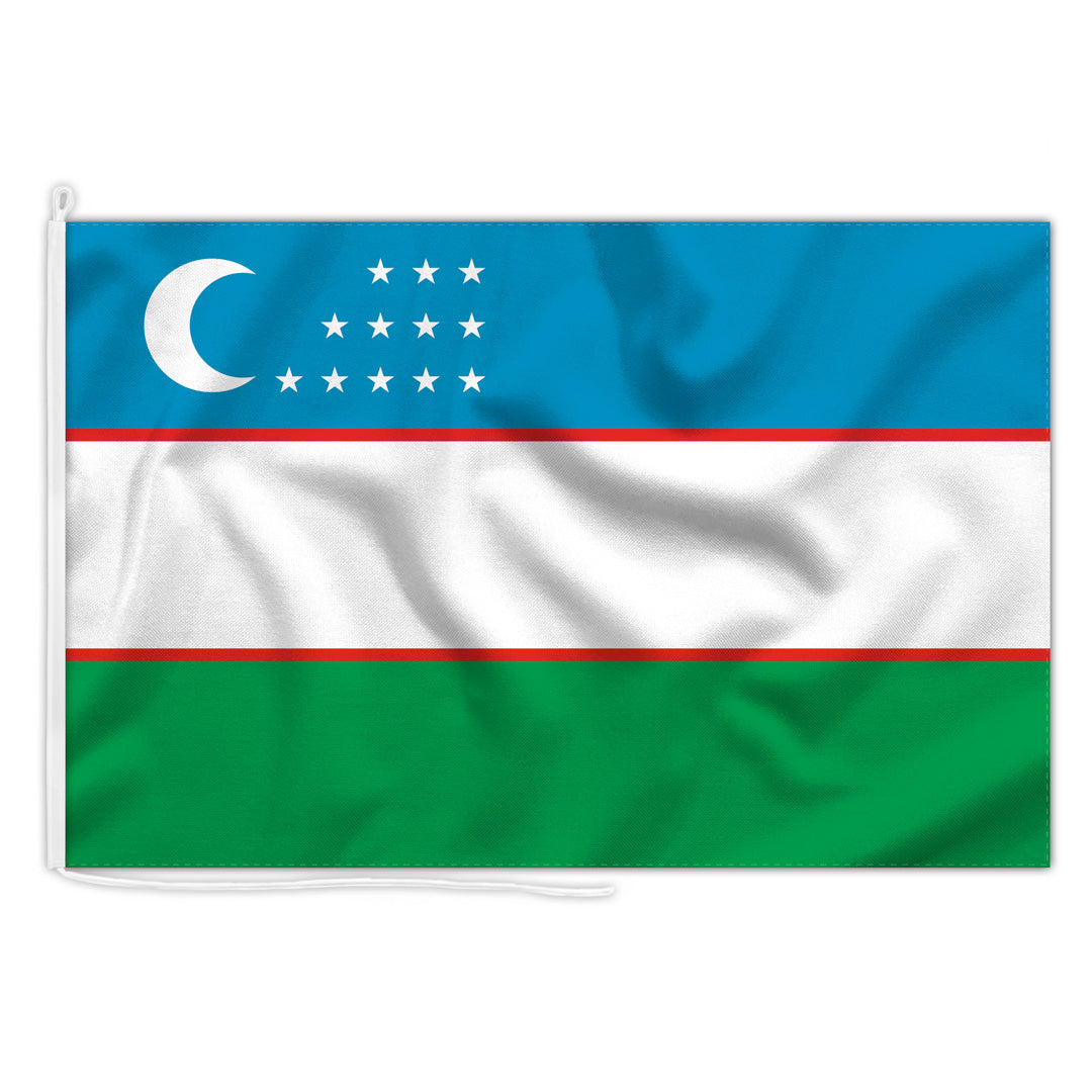 Bandiera Da Tavolo Uzbekistan 10x15 Cm Con Asta E Base: Omaggio Sticker Incluso